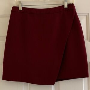 Burgundy faux wrap skirt